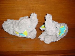 New plush gray elephant slippers size MED