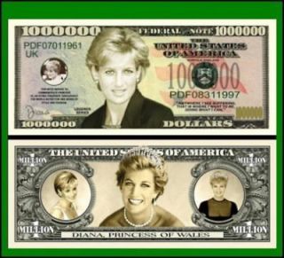 15 Factory Fresh Princess Diana Million Dollar Bills