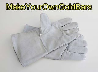 Pair 13 Leather Welding Gloves Safety Furnace Gold Melting Smelting