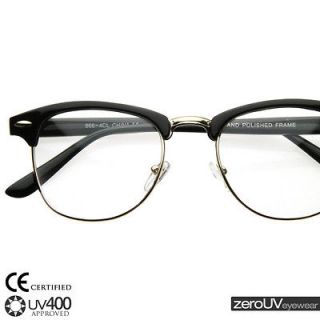 Vintage retro classic clubmaster nerd shades clear lens glasses 2933