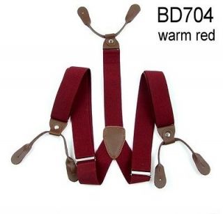 Fashional Mens Suspenders Braces Adjustable Leather Button Holes Warm