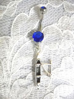 925 STERLING SILVER 3D OUTRIGGER BOAT CHARM   PACIFIC BLUE CZ BELLY