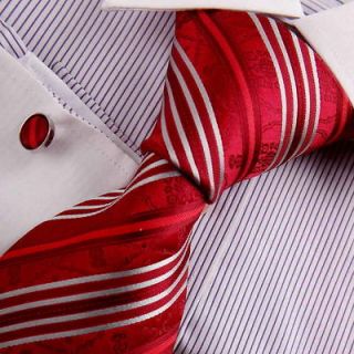 A8036 red sivler striped valentine gift for boyfriend silk Necktie