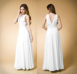 New Chiffon Grecian Style Formal Evening Bridal Party Dress Deb Gown
