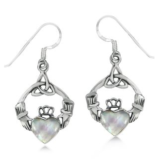 Mother of Pearl (MOP) Sterling Silver Triquetra Celtic Claddagh