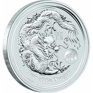 2012 1 oz Silver Australian Year of the Dragon Coin Bullion with Lion