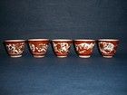 Antique Japanese Kutani 5 Sake Cups / Otyoko / Edo ～ Meiji / Hand