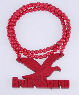 Hip Hop Good Wood BRICK SQUAD Bird Pendant Ball Bead Chain Rosary