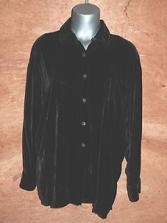 KAREN KANE Black Velour Shirt Top Silk Blend Wear Loosely as Sz 6 or