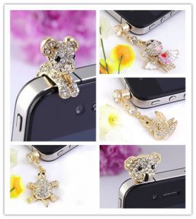 Cute Crystal Animal Anti Dust Proof Jack Plug Stopper Cap for iPhone
