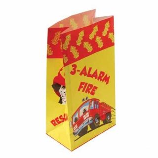 12 FIRE MAN FIGHTER TRUCK PAPER BAG Kid Boy Party Goody Loot Treat