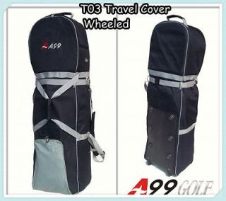 T03 A99 Golf Bag Travel Cover Wheeled Rolling New Black/Grey