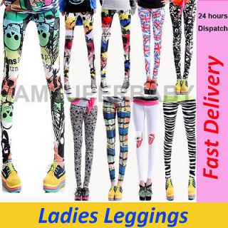 Ladies Leggings SKULL FLAG ROLLING STONES pattern colour Tight