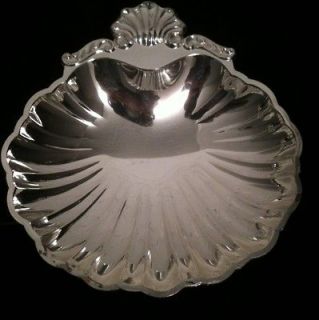Silver Plated Footed Sea Shell Dish By United China & Glass New