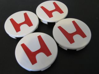 Honda JDM White Red H Center Cap Engraved Wheel Rims
