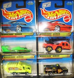 1998 HOT WHEELS BIOHAZZARD SERIES OF 4 CARS COMPLETE LOT MOC ★