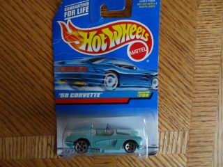 HOT WHEELS CAR 58 CORVETTE BLUE CONVERTIBLE COLLECTOR # 780 NEW IN
