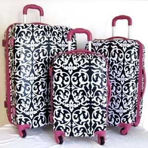 PC Luggage Set Hard Rolling 4 Wheels Spinner Upright Travel Floral