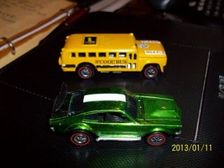 HOt Wheels redline 1969 mighty maverick and 1970 Cool Bus Heavy weight