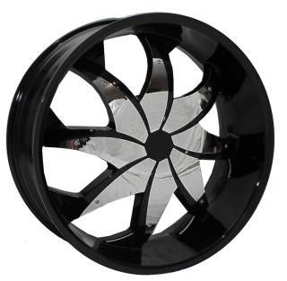 20 Black Wheels Rims Tires Pkg Chrome Inserts Rocknstarr 608 FWD