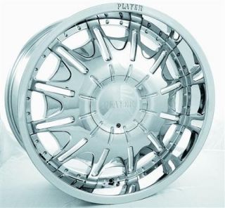 24 Player 904 Chrome Rims Tires Package 6x135 6x139 7 Ford Chevy and