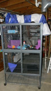 142 Small Animal Cage EXTRAS Huge 5 Tall Wheels 2 Story Cat