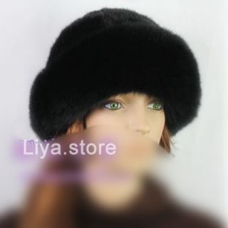 Genuine Mink Fur Princess Hat Cap with Fox Fur Rim Top Fashion