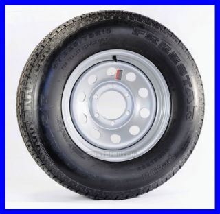 Radial Trailer Tire Rim st205 75R15 205 75 15 15 5 Lug Wheel Silver