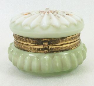 SM Wavecrest Dresser Jar with Brass Rim Ring Floral Design