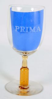 Prima Beer Acid Etched Beer Glass w Bottle Stem