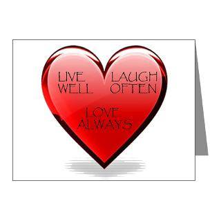 Birthday Note Cards > Live Laugh Love Heart Note Cards (Pk of 10