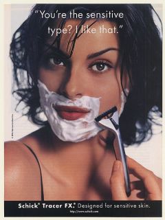 1996 Schick Tracer FX Razor Lady Shaving Print Ad