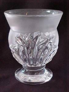 Lalique Frosted Art Glass Vase Acanthus Leaf Design Excellent