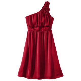 TEVOLIO Womens Satin One Shoulder Rosette Dress   Stoplight Red   12