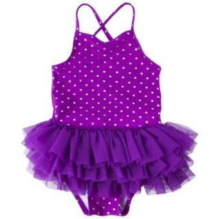 Circo Infant Toddler Girls Heart Tutu 1 Piece Swimsuit   Plum 5T
