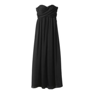 TEVOLIO Womens Satin Strapless Maxi Dress   Ebony   6