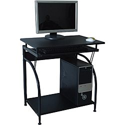 Comfort Products Stanton Computer Desk (BlackMaterials MDF, PVC, steelPullout keyboard shelfBottom storage shelfType of desk ComputerNumber of shelves 2Dimensions 29.5 inches high x 27.5 inches wide x 19.6 inches deepAssembly required )