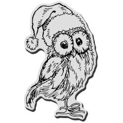 Stampendous Christmas Cling Rubber Stamp : Santa Hat Owl