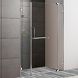 Vigo 54 inch Clear Glass Frameless Shower Door With Chrome Hardware (3/8 inch) (ClearMaterials: Glass, metalLeft/right: Reversible left  or right sided door installation optionsHardware finish: ChromeDoor swing dimensions: 48 54 inchesTop rail support ens
