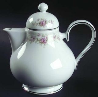 Noritake Thornton Teapot & Lid, Fine China Dinnerware   Pink/White Flowers, Latt