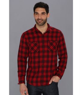 Lucky Brand Knox Plaid 2 Pocket Mens Long Sleeve Button Up (Red)