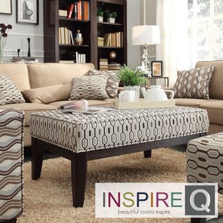 Inspire Q Kayla Chain link Fabric Upholstered Cocktail Ottoman