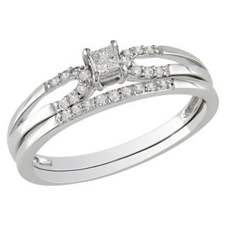 10K White Gold Diamond Bridal Set Silver 8.0