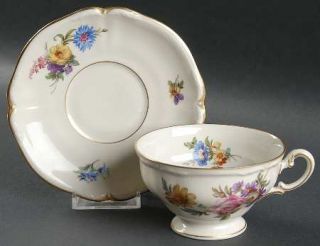 Royal York (Germany) Patricia Cream Footed Cup & Saucer Set, Fine China Dinnerwa