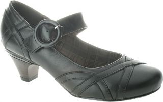 Womens Spring Step Gidget   Black Leather Casual Shoes
