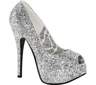 Womens Bordello Teeze 22G   Silver Glitter Platform Shoes