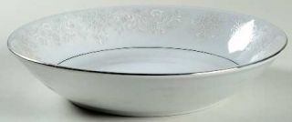 China Pearl Annie (White&Gray Desgn) Coupe Soup Bowl, Fine China Dinnerware   Wh