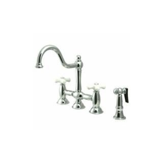 Elements of Design ES3791PXBS Universal Two Handle Kitchen Faucet With Spray