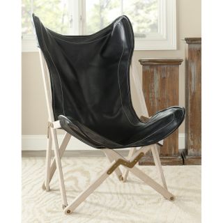 Safavieh Butterfly Black Bi cast Leather Folding Chair (BlackMaterials: Bi cast leather and oak woodFinish: Light mapleDimensions: 41 inches high x 28 inches wide x 36 inches deepChairs arrives fully assembled and ship in one (1) box. )