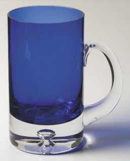 Block Crystal Stockholm Beer Glass   Cobalt Bowl, Clear, Air Bubble Stem